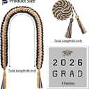 Graduation Lei Set for 2026 Grads, Woven Lei with Honor Cord, Double Braided Ribbon Lei for 2026 Graduate Ceremony Party (Gold, Black and White)