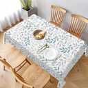 BETGINY Spring Grey Teal Leaf Tablecloth 60 x 120 Inch Rectangle, Summer Watercolor Leaves Table Cloth Waterproof Fabric Farmhouse Rustic Decorations for Home Kitchen Dining
