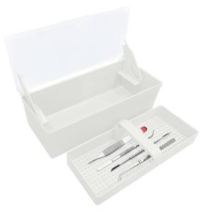 TTKBHHQ-Dental Instrument Sterilization Box, Cold Sterilization Tray Depository for Plastic Instruments for Dentistry, Dental Tools, Tattooing, and Nail Care. (white)