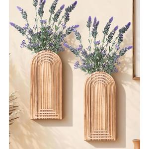 Wooden Wall Vase Set of 2, Wall Hanging Planter Modern Farmhouse Wall Decor for Boho Wall Decor for Indoor Entryway Hallway Bathroom Living Room Dining Room