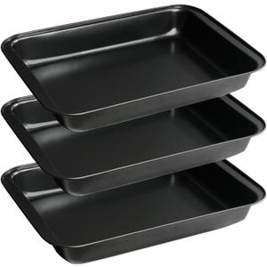 Set of 3 Rectangular Cake Pan, Non-Stick Baking Pan for Oven, 9 x 13 Inch Deep Cookie Sheet Tray, BPA Free Bakeware for Brownie Lasagna Casserole Bread