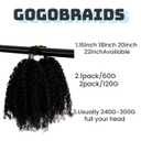 Afro Kinky Curly Knotless Pre-Separated Crochet Hair extensions Afro Twist Soft Braiding human hair extensions for Women Natural Color 18 Inch 120g