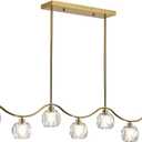 Soilsiu Modern Crystal Chandeliers for Dining Room, Island Light Fixture Over Table,7-Light Height Adjustable Hanging Pendant Light Fixtures for Kitchen, Living Room, Bedroom, L47''