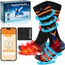 Heated Socks for Men Women, APP Control Electric Socks, Equipped with 5000mAh Rechargeable Battery and 4 Levels of Temperature Settings, Suitable for Outdoor Skiing, Hunting, Camping (Black)