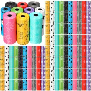 Thenshop 3000 Counts 200 Rolls Dog Poop Bag Plastic Dog Waste Bags Disposable For Doggie Pets Poop Outdoor Walking Travel Mixed Colors(Lovely Style)