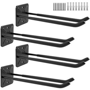Sinoer Heavy Duty Double Garage Hooks 12.44 Inch Wall Mount Utility Hooks, Tool Organizer for Ladders, Bikes, Tires, Garden Tools & Strollers (4 Pack)