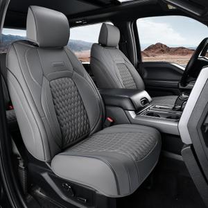 Coverado Tundra Seat Covers Full Set, Leatherette Seat Covers Fit for Toyota Tundra 2007-2013 2022 2023 Waterproof Car Seat Cover Seat Protector Cushion for Car Truck Accessories(Gray)