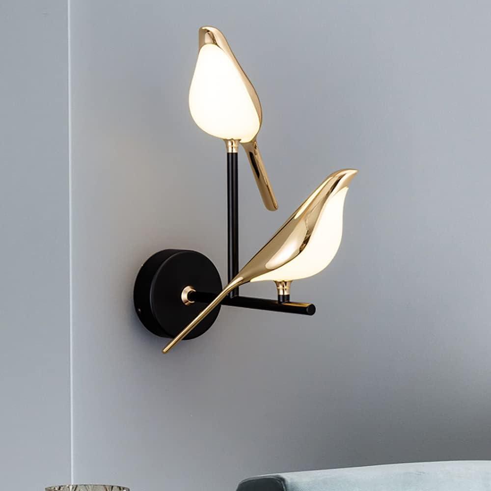 Bird Wall Sconce, Fun Wall Light with Acrylic Shade, LED Birds Wall Lamp, 3000K Art Deco Wall Mount Lamp (2 Lights)