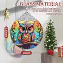 Colorful Owl Christmas Ornament - Stained Glass Hanging Decoration for Holiday Tree - Home Decor, Gift Exchange Idea