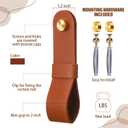 CroBlissful 6 Pcs Leather Curtain Rod Holders PU Leather Curtain Rod Bracket Mounted Loop Straps with Screws and Plastic Wall Plugs, Boho Pole Hanger Hook for Towel Oar Home Wall Display Decor(Brown)
