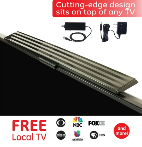General Electric Hover Amplified Indoor HDTV Antenna, 55-mile Range, VHF 1080P 4K, Black, 37075