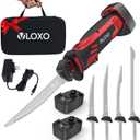 VLOXO Electric Fillet Knife, Cordless Fillet Knife with 4 Stainless Steel Blades Safety Lock Non-Slip Grip Handle Storage Case Rechargeable Electric Knives for Filleting, Meat, Bread, Turkey
