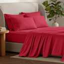 Bare Home Hotel Luxury King Sheet Set, Extra Soft - 6 Piece Set - Deep Pockets - Easy Fit - Cooling & Breathable - Wrinkle, Fade, Stain Resistant - Includes 4 Pillowcases (King, Red)