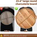 lukar 23.6'' Round Swivel Charcuterie Board, Acacia Wood 360° Rotating Tray