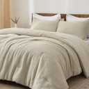 PHF Ultra Soft Waffle Weave Comforter Set King Size, 3 Pieces Lightweight Breathable Comfy Bedding Set, Comfy Textured 1 Comforter with 2 Pillow Shams, Linen