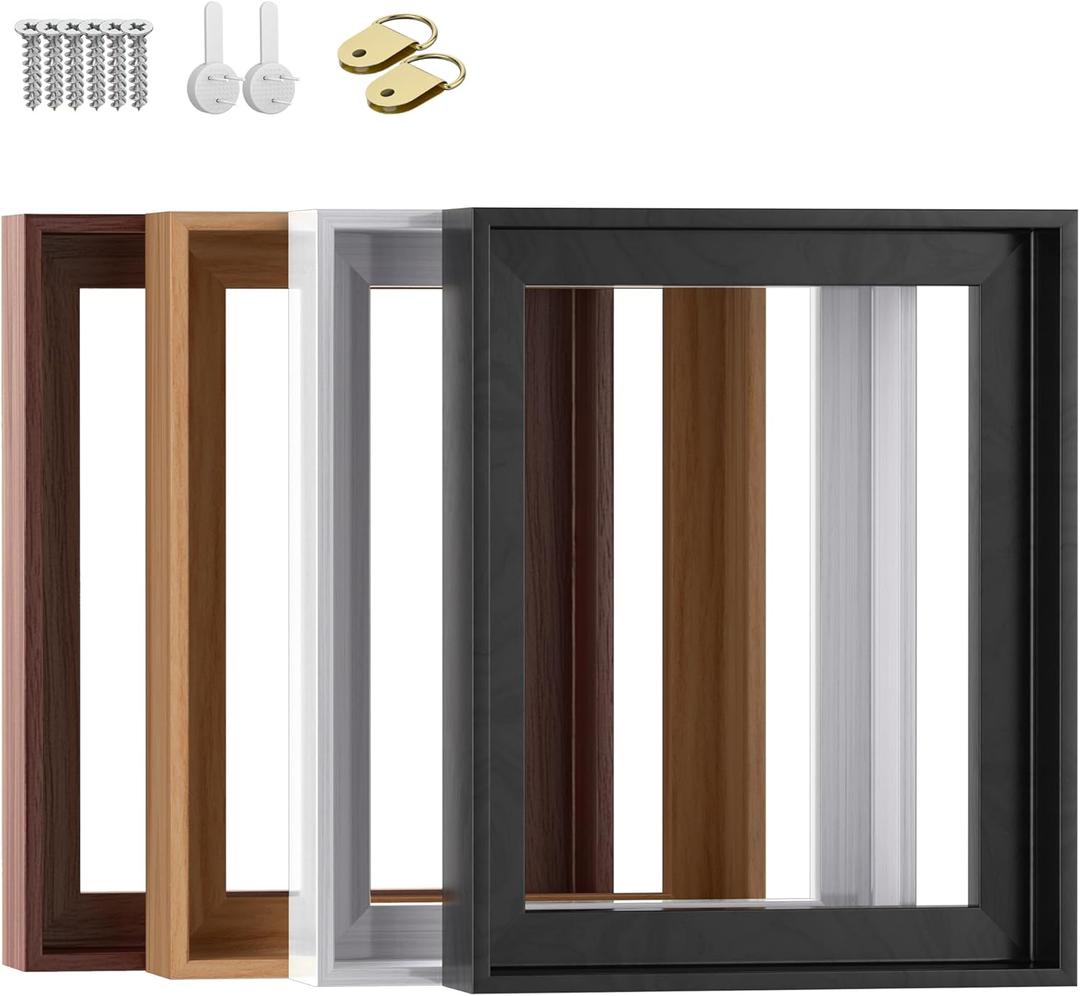 Texas Art Canvas Floater Frame for 1to 1.25Deep Gallery-Wrapped Canvas, Floating Picture Frame for Oil Paintings, Prints and Wall Art, PS Wood-Look Frames with Hanging Kit 24x30 inch Dark Walnut (24L" x 30W")