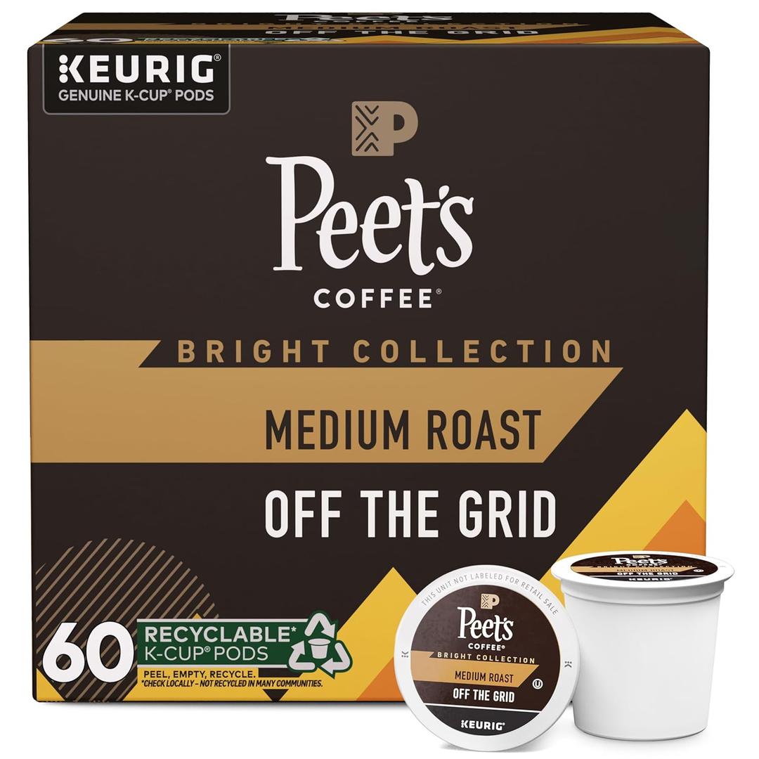 Peet's Coffee, Medium Roast Keurig K-Cup Pods, 100% Arabica Coffee - Off The Grid, 60 Count (6 Boxes of 10 K-Cup Pods) (EXP 11/04/26)