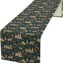 Dragon Table Runner, Magical Medieval Castle Dragon Knights and Floral Pattern for Home Kitchen Table Decor Dining Coffee Room Party Decor 13x36in (Style-21)