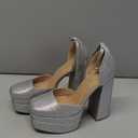 DREAM PAIRS Women’s High Chunky Platform Closed Toe Block Heels Square Toe Ankle Strap Dress Wedding Party Pumps Shoes Aurelia, Size 8, Silver-Rhinestone, SDPU2319W-1