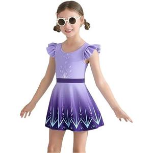 Ghteas Girls One Piece Swimsuits with Skirt UPF 50+ Floral Bright Bathing Suits for 3-10 Years, Size 140