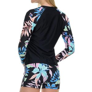 Hurley Womens Two Piece Rash Guard & Swim Shorts, Long Sleeve Swim Shirt, Quick Dry Swimsuits UPF 50+ SPF Sun & UV Protection S