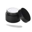 OverNews 1oz Small Glass Jar, Empty Cosmetic Lotion Containers,with Inner Liners,Black Lid, Spatula (Black)