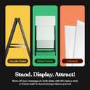 T-SIGN Outdoor A-Frame Sidewalk Sign 22x28 Inch Sandwich Board, Black Coated Steel Metal Double-Sided, Heavy Duty Slide-in Folding Frame Sign Holder, 2 Corrugated Plastic Poster Boards, Display Stand