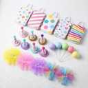 Weysat 22 Pcs Birthday Party Decorations Balloon Cake Toppers with Mini Party Hat Skirts Gift Bags for Animals Figure Themed Birthday Ball Cupcake Decoration Favor Supplies, No Animals