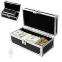 Large Size Lockable Cash Box - Aluminium Alloy Storage with Single-Row Currency Tray for Organizing, Collecting & Everyday Money Keeping (8.7" x 3.5" x 4.3") (Extra Large) (Extra Large)