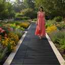 Acacia Wood Flooring Interlocking Deck Tiles for Patio Decor 9 Pcs 12 Slats VR Black - Waterproof Indoor & Outdoor Decor - Balcony Garden Decking Tile (12.2 * 12.2 * 0.7 inches)