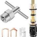 1 Pack Dual Seal Replacement Cartridge With 104421 Cartridge Removal Tool, Compatible with Moen 1225 1225B, One Handle Bathroom Faucet Cartridge, for Single Handle Faucet/Showers, Brass