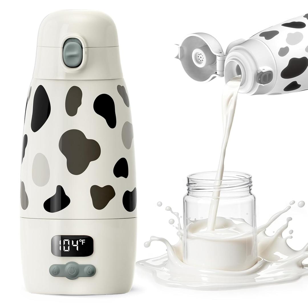 Portable Bottle Warmer for Travel, 150W Fast Heating and Charging 17.5oz Large Capacity & Extended Battery Life, Bottle Warmer On The Go for Baby Essentials (White)