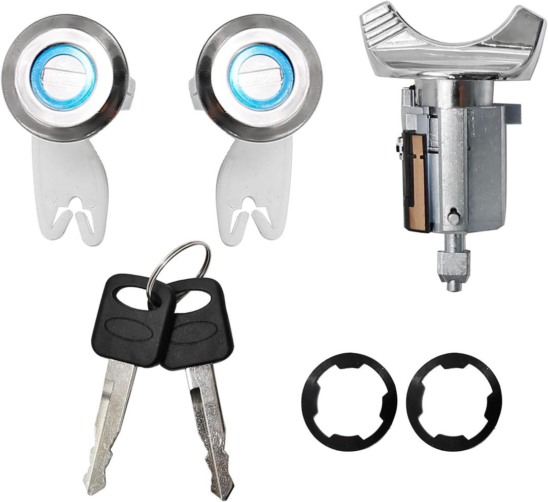 Door Lock Cylinder with Key, Ignition Key Switch Lock Cylinder, Replacemenr for Ford F series 150 250 350 1990-1995 Pickup E150 E250 E350 Van Crown Victoria Mercury Grand Marquis Aerostar &Ranger