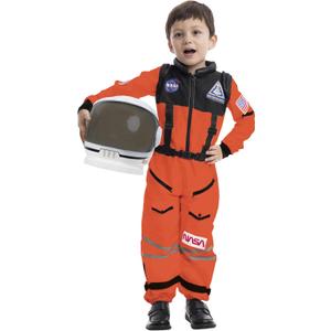 Spooktacular Creations Astronaut Costume with Helmet, Space Suit for Toddler, Kids Astronaut Halloween Costume for Cosplay (3T (3-4 yrs), Orange)