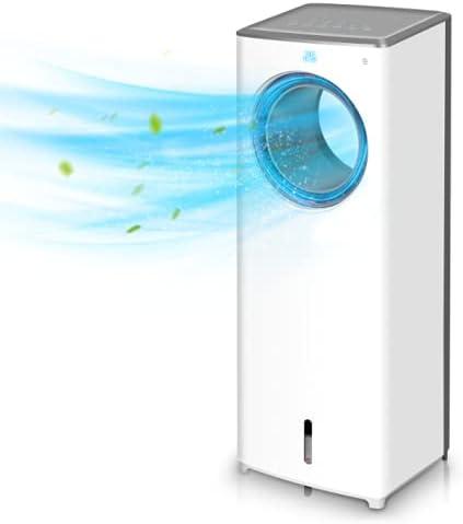 Evaporative Air Cooler-3-in-1 Portable Air-Cooling Fan, Instant Cool & Humidify with 3 Speeds, No Noise Tower Fan, No Dust, 3 Modes, 8H Timer, Bladeless Fan for Large Room Office 