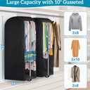 KIMBORA 10" Gusseted Clear Garment Bags for Hanging Clothes Storage, 43" Suit Bags for Closet Storage with Handles, Garment Covers for Coats, Jackets, Sweaters (2 Packs, Black)