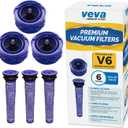 VEVA 6-Pack Premium Vacuum Filters Set - Compatible with Dyson V6 Absolute Vacuums, Part # 965661 & 966741-3 Pre-Filters & 3 HEPA Filters for Enhanced Air Quality & Suction Performance