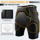 Cienfy Protective Padded Shorts EVA Crash Pants for Snowboarding | Skiing, Skating, Skateboarding, 3D Hip Protection, Nylon Fabric, Impact Resistance, Breathable, Hook & Loop, XS