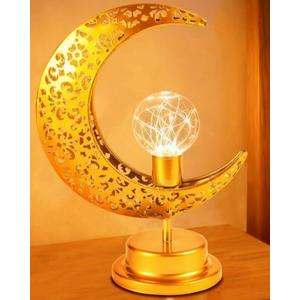 OLEEK Ramadan Decorations Moon lamp - Ramadan Lights for Table - Ramadan Decorations for Home 2026 - Ramadan Gifts for Kids Ramadan Lanterns - Ramadan Decor Moon and Star Lamp - Crescent Moon lamp