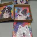 Framed Colorful Dog Canvas Wall Art, 8x10 Inch Set of 4 Pet Printing, Border Collie, Samoyed, Alaskan Malamute, Bernese Mountain Dog Prints