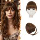 BARSDAR Real Human Hair Clip in Bangs - Human Hair Clip in Bangs for Women - Medium Brown Thick Bangs Extensions Fringe with Temples Real Hair Bangs Hairpieces - Medium Brown