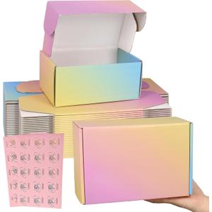 Shipping Boxes for Packaging 9x6x4", 30 Pack Colorful Corrugated Cardboard Boxes, Medium Mailing Boxes for Small Business