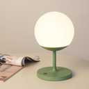 WEILAILUX Cordless Table Lamp with Globe Shade, Rechargeable Dimmable Bedside Light, Shower Lamp Waterproof, Touch Control, 8-72 Hours Runtime, 2700K Warm White for Indoor Outdoor (Green, Short)