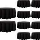 Round Tablecloth 120 Inch 10 Pack Black Tablecloths Washable Decorative Linen Polyester Table Clothes Cover for Dining Table Banquets Buffet Parties and Wedding