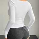 Womens Long Sleeve Shirts Slim Fit Y2k Square Neck Tops Casual Going Out Basic Tees Clothes, XL