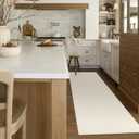 LEEVAN Cotton Runner Rug, 2'x6', White, Reversible, Washable, Bohemian Kitchen Hallway Bathroom Modern Entryway (Cream)