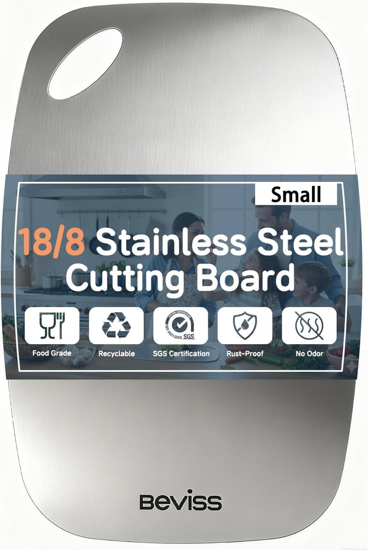 Cutting Board Non-Toxic, 304 Stainless Steel Cutting Board Double Sided, 11.45" x 8.15" Chopping Board for Kitchen, Dishwasher Safe Chopping Board for Meat, Vegetables or Fruit