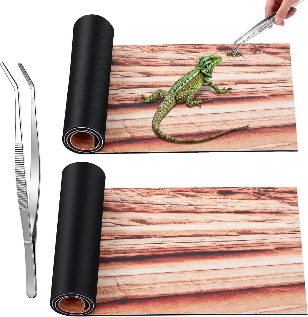 Saillong Reptile Carpet 2Pcs 20 Gallon, 36*12in Reptile Mat for Bearded Dragon Tank Accessories, Terrarium Liner Bedding Mat for Lizard, Gecko, Snake, Chameleons, Tortoise with Tweezers Feeding Tong
