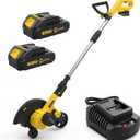 20V Cordless Lawn Edger with 4.0Ah Battery, 9-Inch Blade Edger Lawn Tool with Dual Wheels and 3 Depth Settings, Professional Lawn Trencher for Yard, Garden, Patio, Driveway and Sidewalk