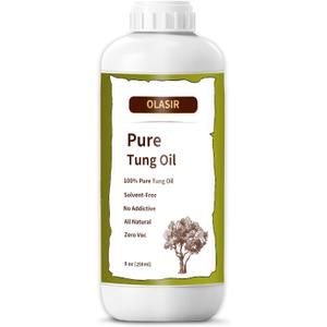 8 oz 100% Natural Pure Tung Oil for Wood Finishing Food Grade Safe, Waterproof Tung Oil for Wood Floors Indoor & Outdoor Furniture
